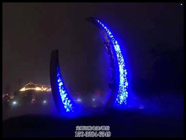 房地产月牙雕塑，仿古景观雕塑，喷砂制造